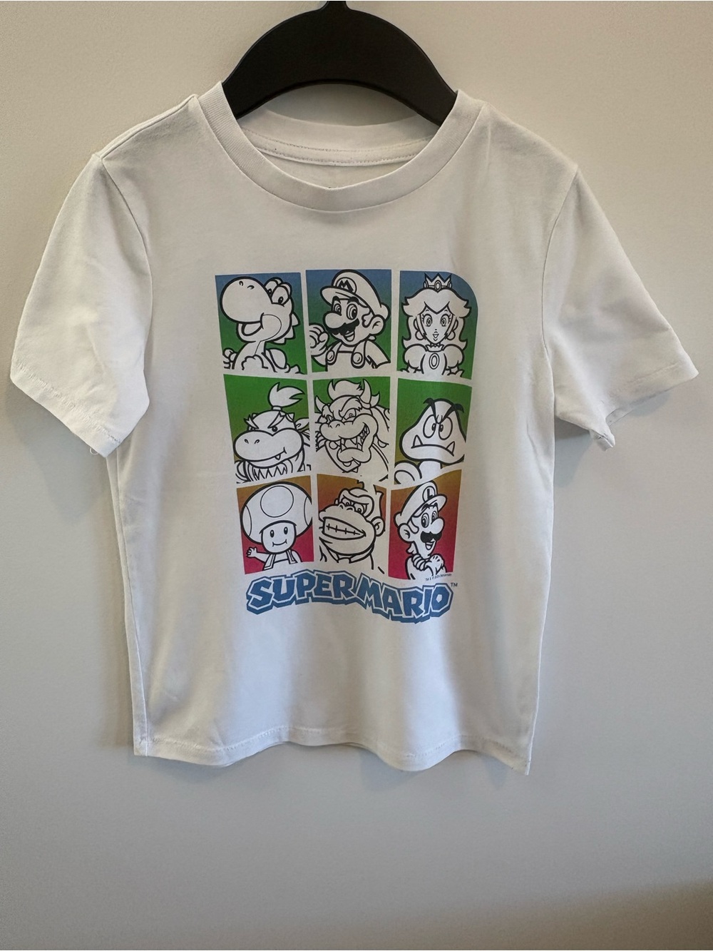 GAP White Super Mario Tee with Multicolor Character Grid